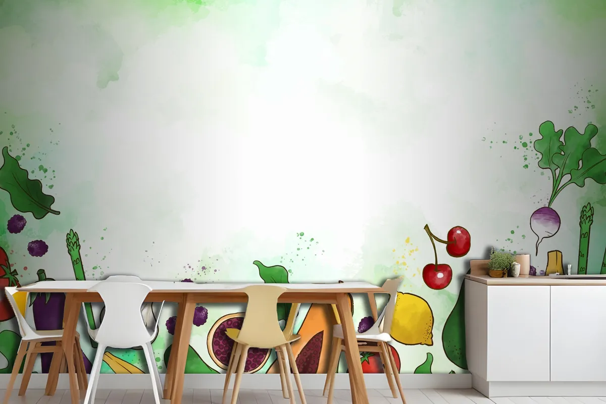 Vegetables And Fruit Wallpaper Mural