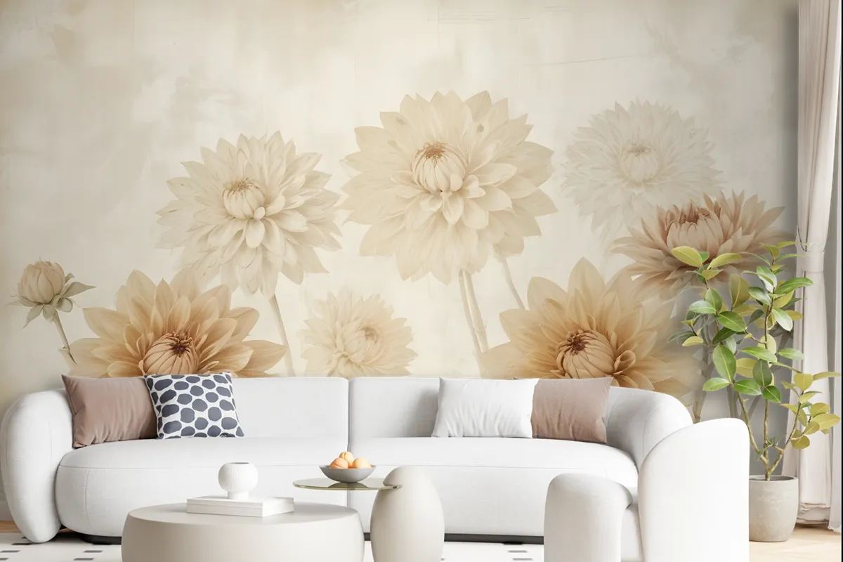 Vintage Dahlia Flower Wallpaper Mural