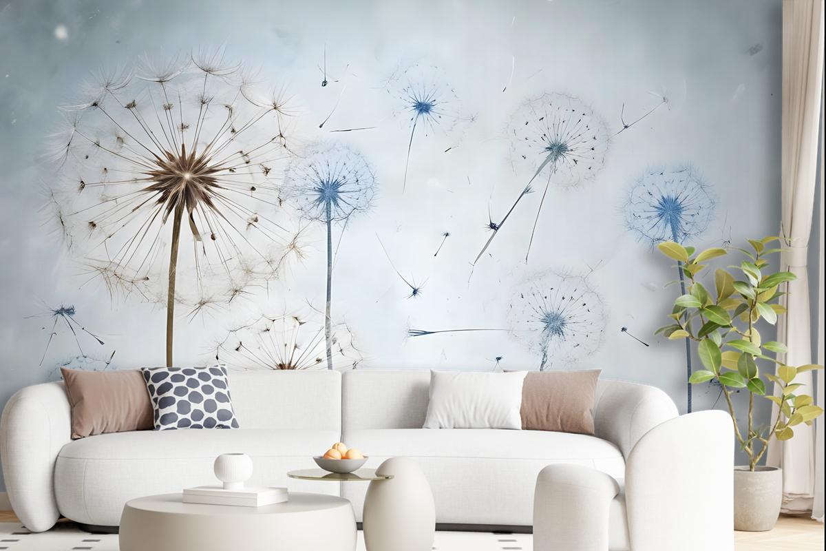 Vintage Dandelion Floral Wallpaper Mural