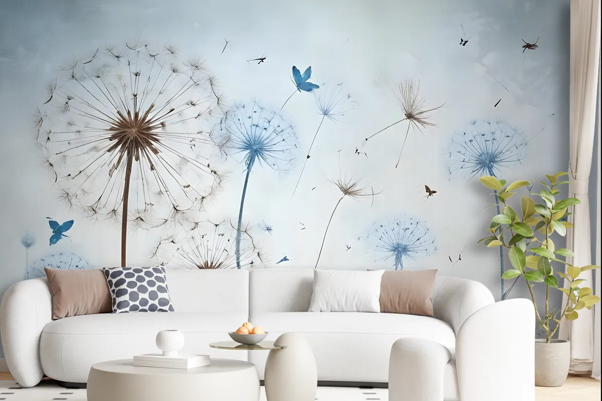 Vintage Dandelion Floral Wallpaper Mural