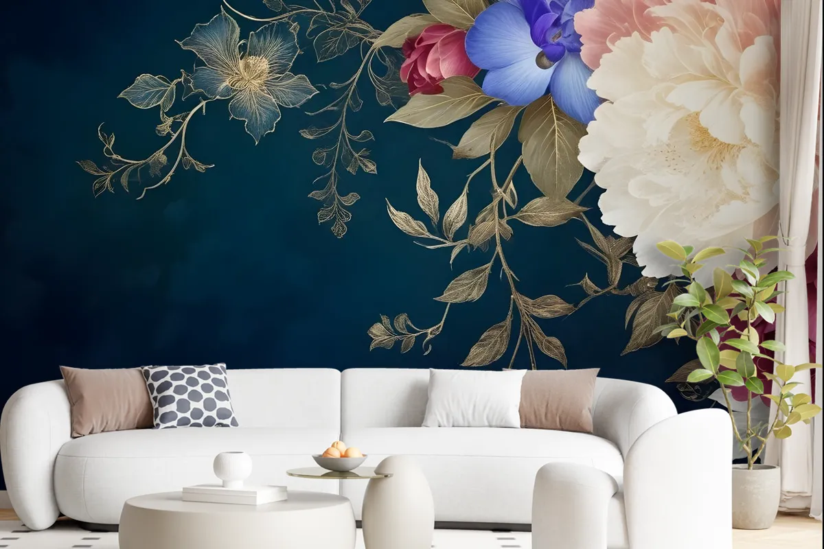 Vintage Floral Art Wallpaper Mural