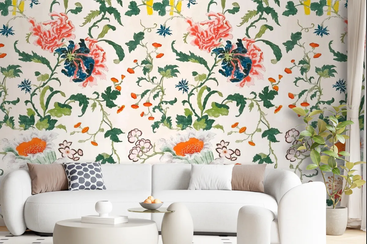 Vintage Floral Pattern Wallpaper Mural