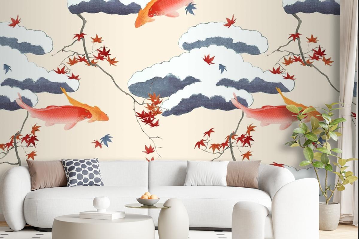 Vintage Japanese Seamless Pattern Wallpaper Mural