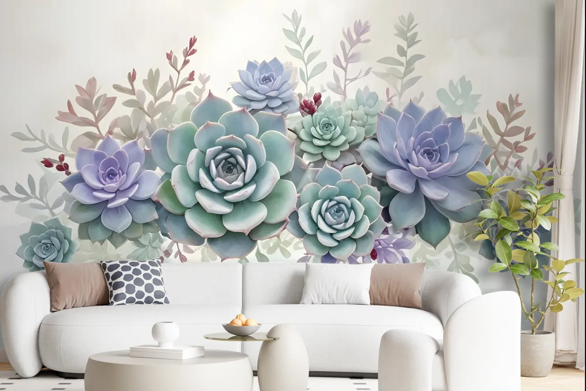 Vintage Purple Flowers Wallpaper Mural