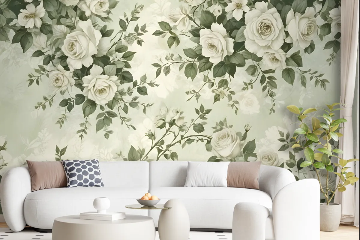 Vintage Rose Flower Wallpaper Mural