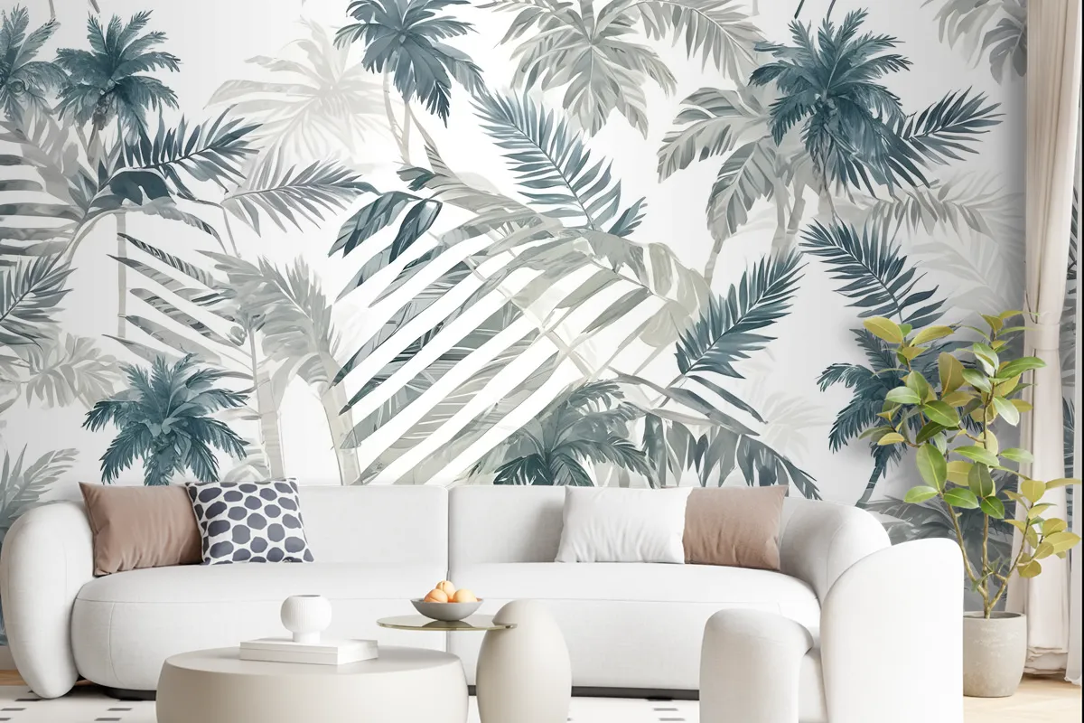 Vintage Tropical Leaf Pattern Wallpaper Mural