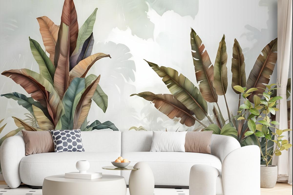 Vintage Tropical Leaf Wallpaper Mural