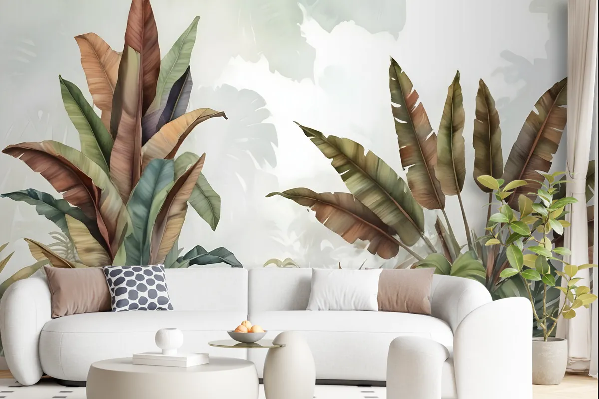 Vintage Tropical Leaf Wallpaper Mural