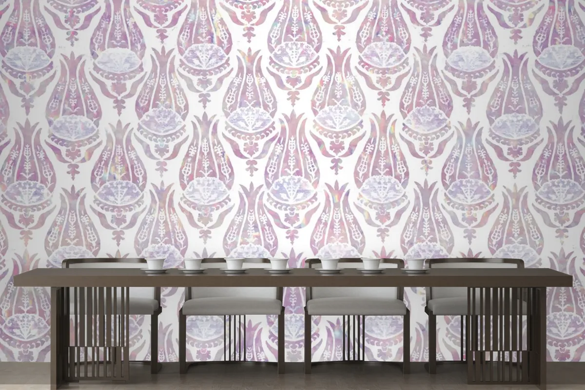 Vintage Tulip Holographic Pattern Wallpaper Mural