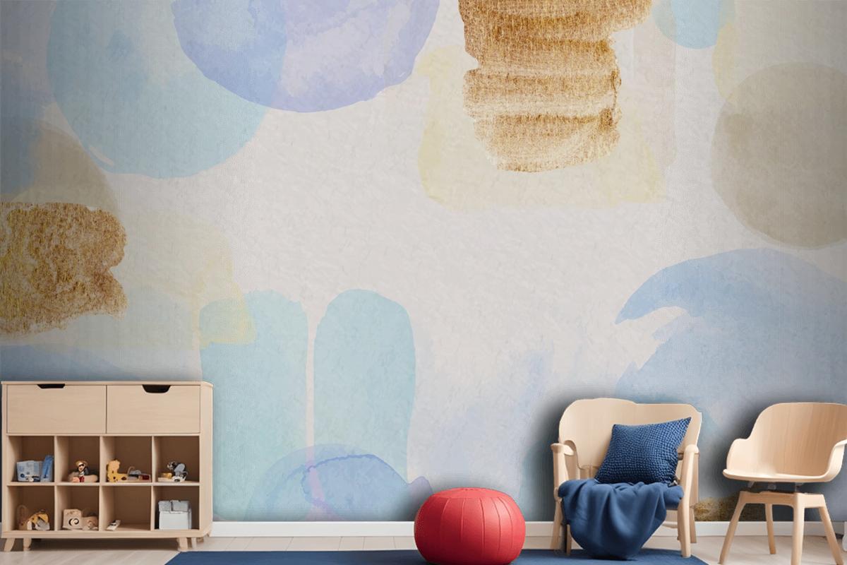 Watercolor Abstract Background With Painted Stains Wallpaper Mural