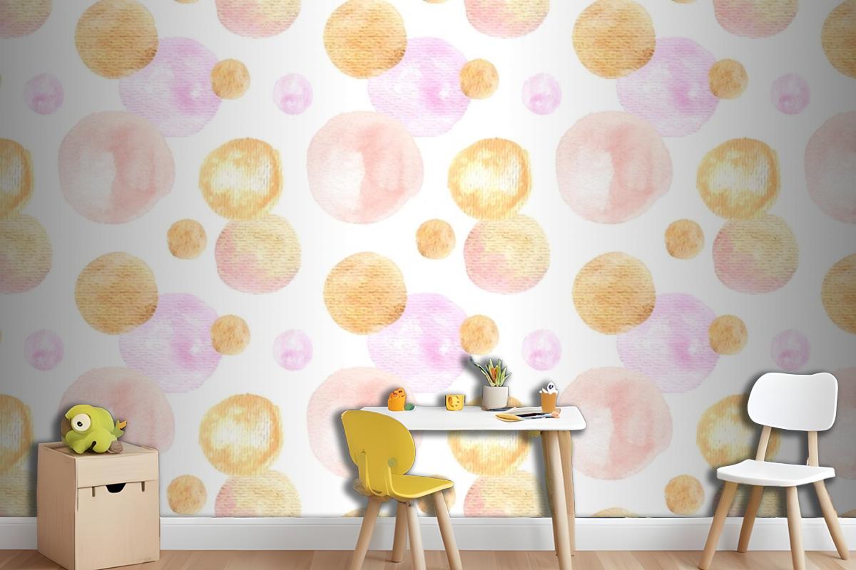 Watercolor Abstract Circular Spots Seamless Pattern Wallpaper Mural