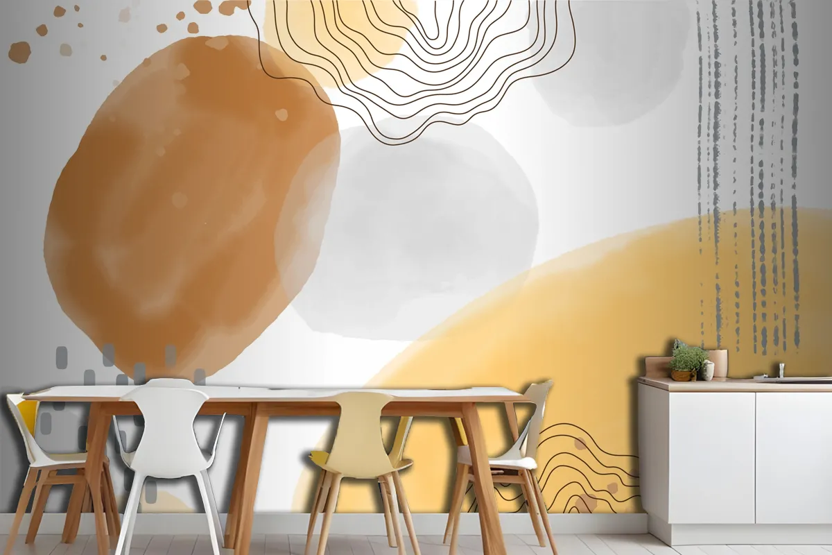 Watercolor Abstract Doodle Background Kitchen Wallpaper Mural