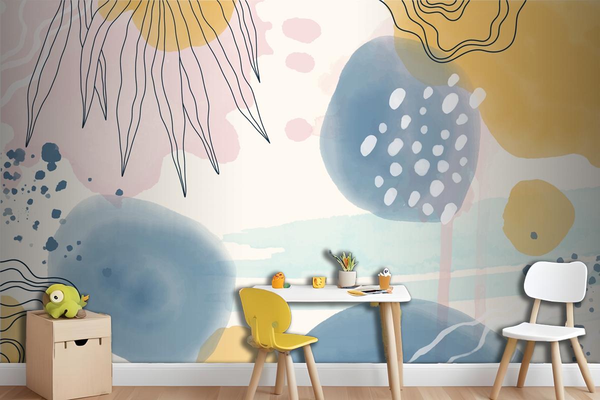 Watercolor Abstract Doodle Background Wallpaper Mural