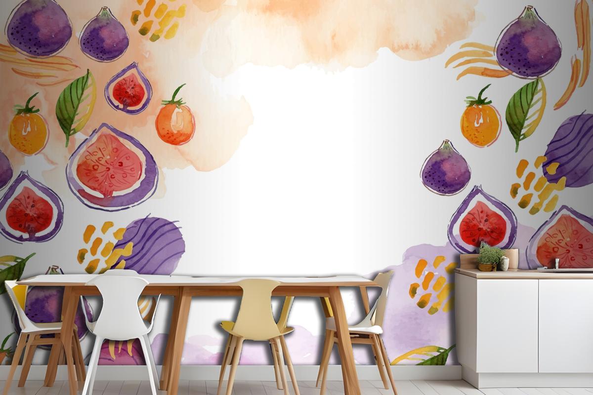 Watercolor Abstract Doodle Wallpaper Mural