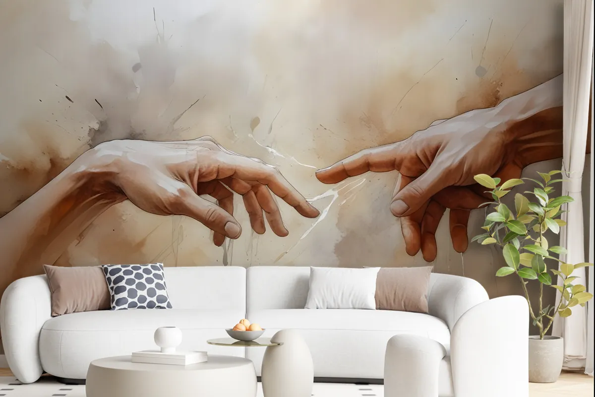 Watercolor Abstract Hands Wallpaper Mural