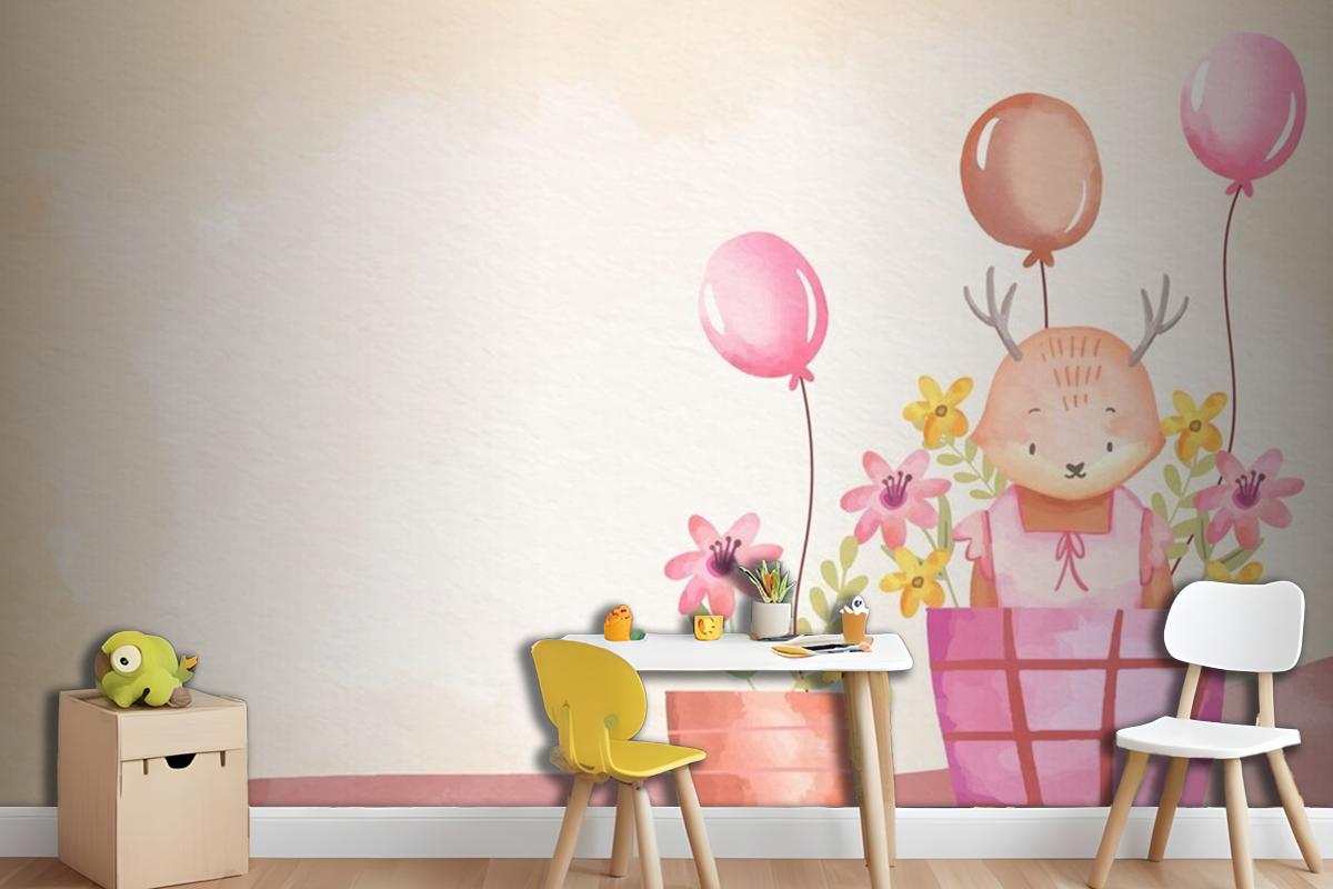 Watercolor Baby Girl Background Girl Wallpaper Mural