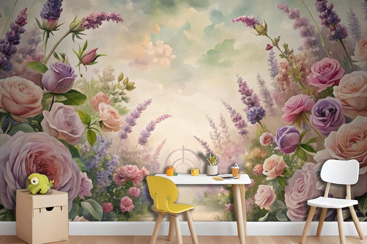 Watercolor Background Inspired By Garden Wallpaper Mural