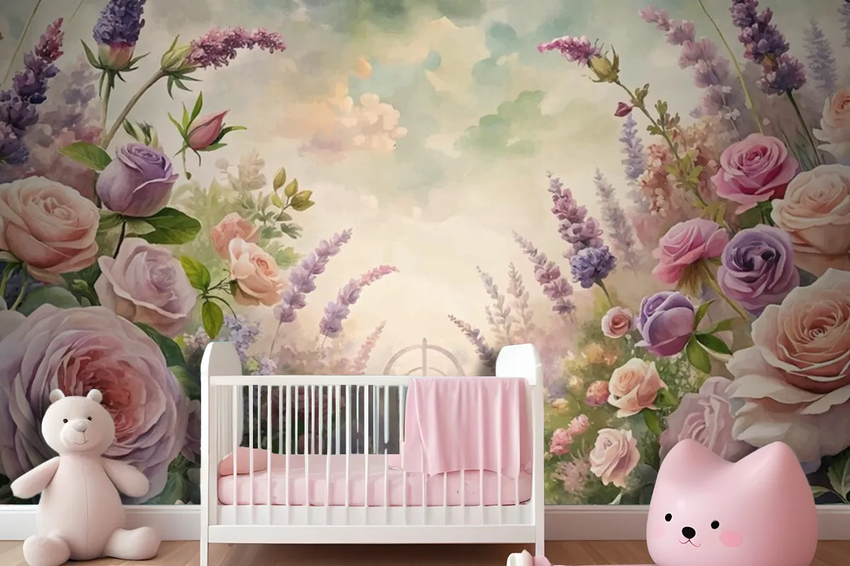 Watercolor Background Inspired By Garden Wallpaper Mural