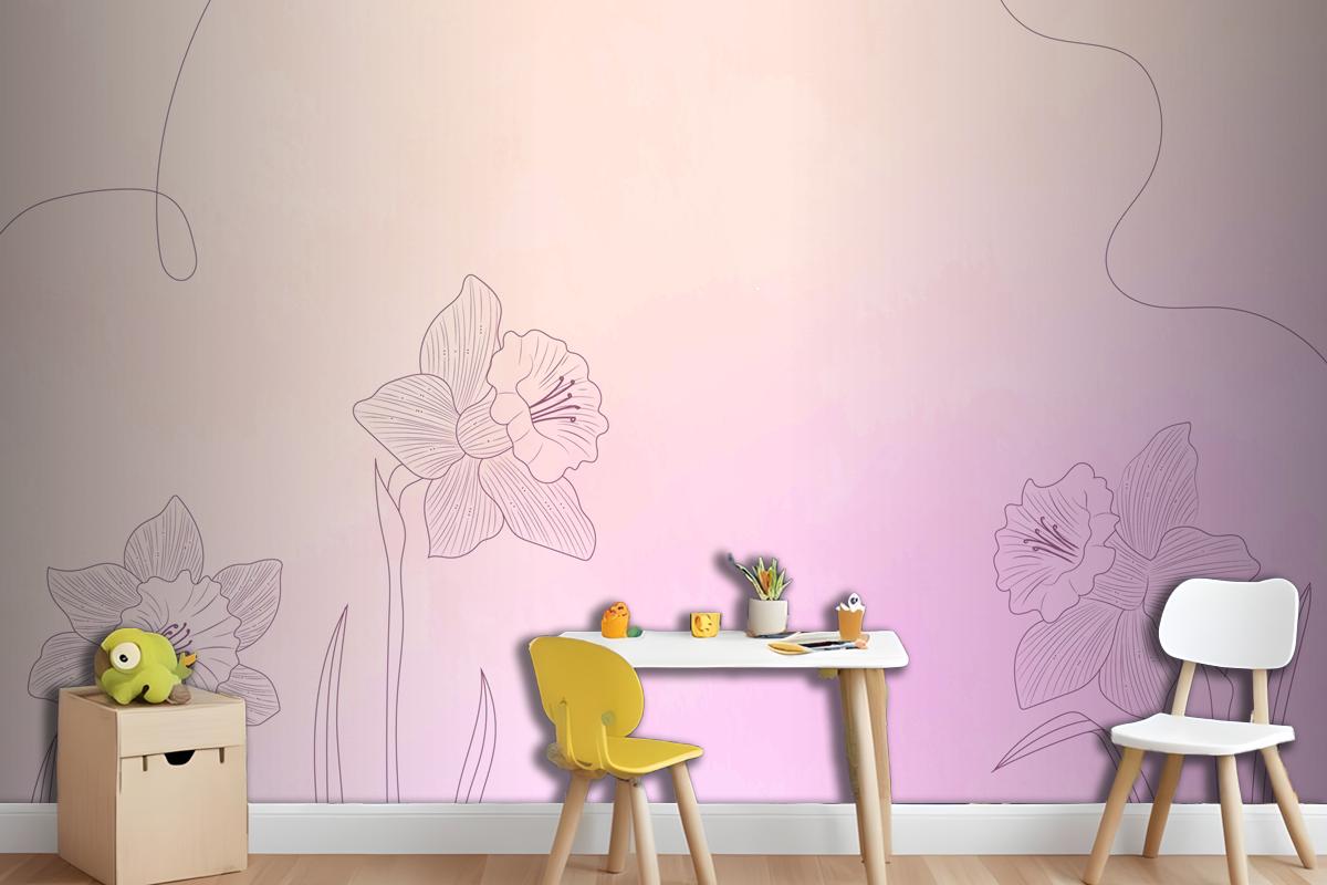 Watercolor Background With Hand Drawn Elements Wallpaper Mural