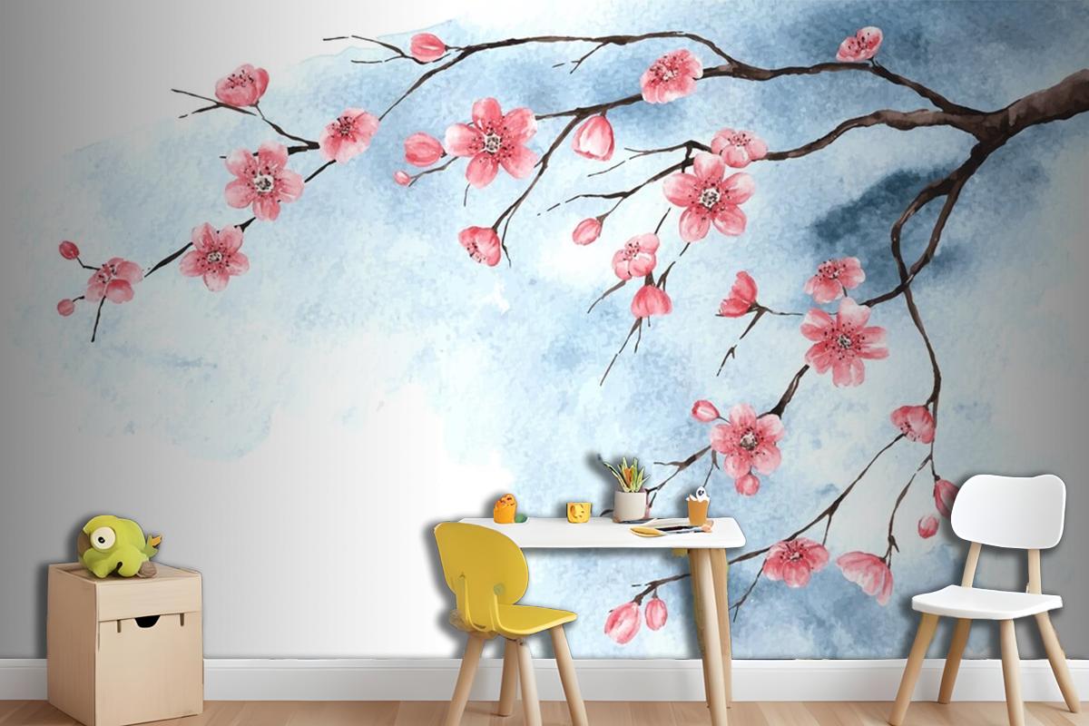 Watercolor Cherry Blossom Wallpaper Mural