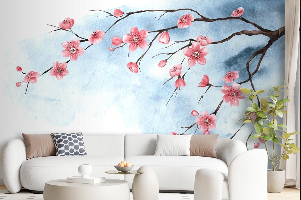 Watercolor Cherry Blossom Wallpaper Mural