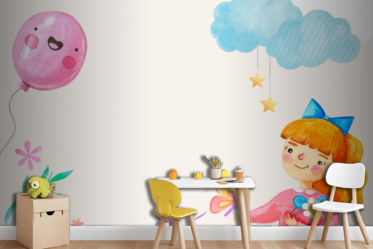 Watercolor Children'S Day In Spanish Background Wallpaper Mural