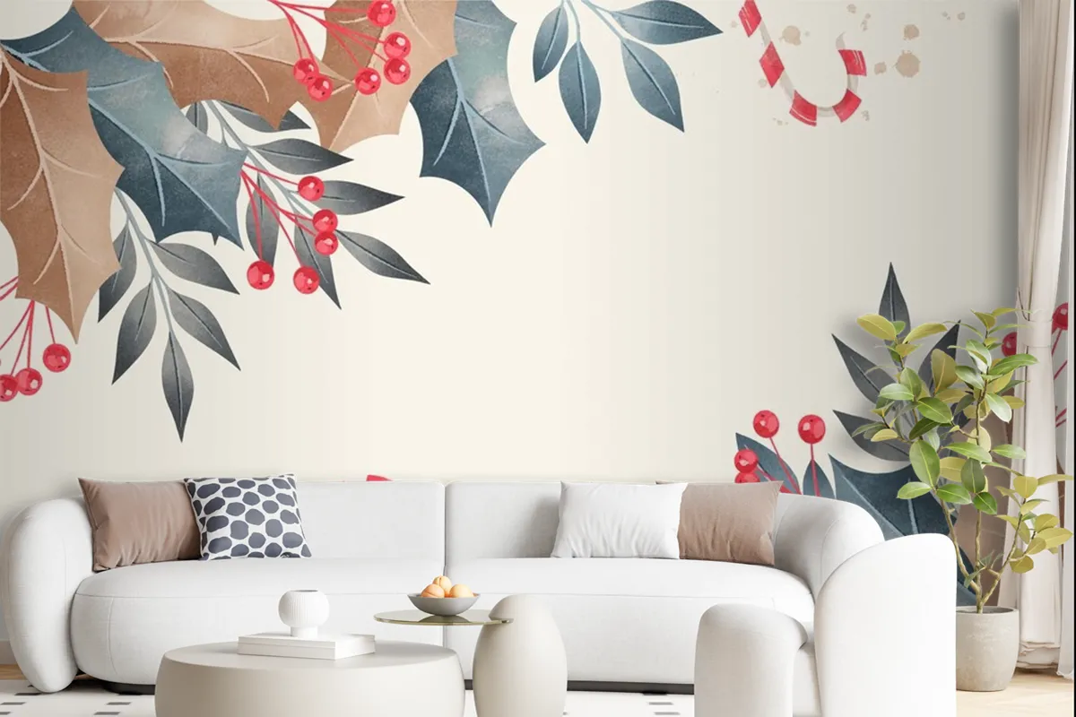 Watercolor Christmas Background Wallpaper Mural