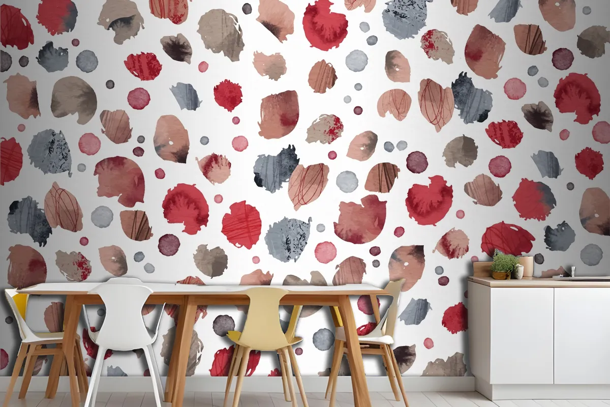 Watercolor Dotty Pattern Kitchen Wallpaper Mural