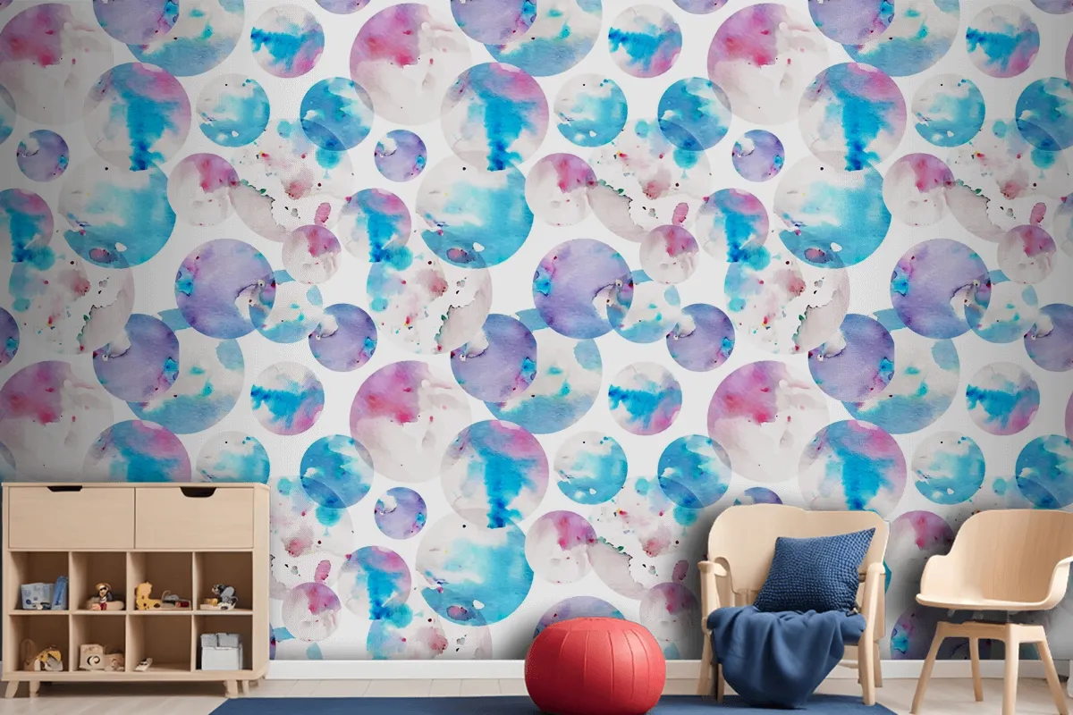 Watercolor Dotty Pattern Wallpaper Mural