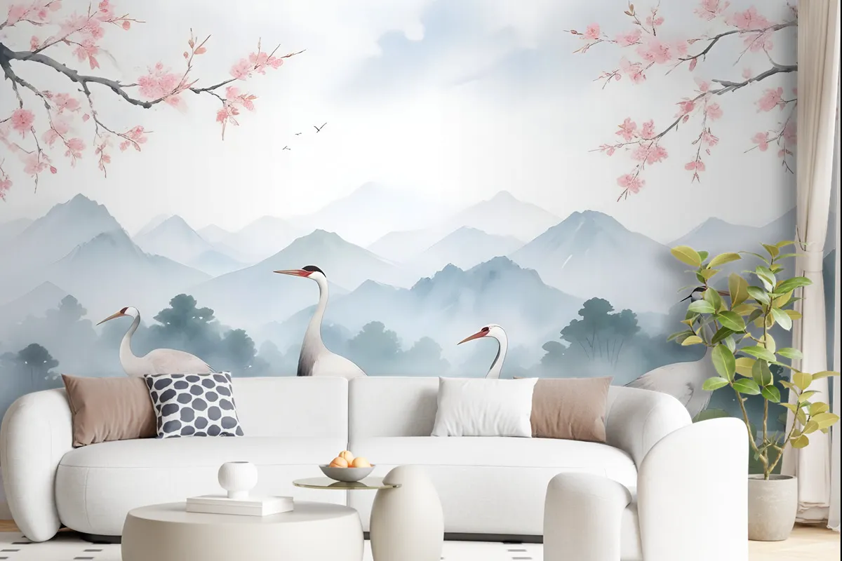 Watercolor Drawing Lotus Floral Art Wallpaper Mural