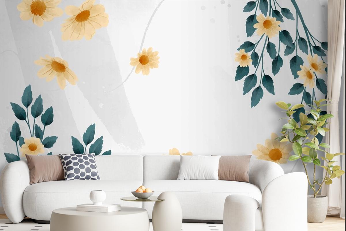 Watercolor Floral Background Design Wallpaper Mural