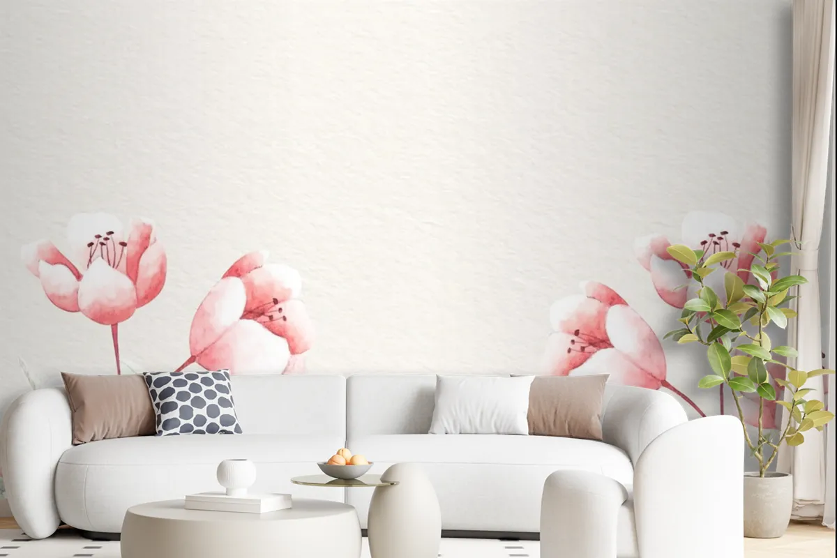 Watercolor Floral Background With Soft Colors Wallpaper Mural