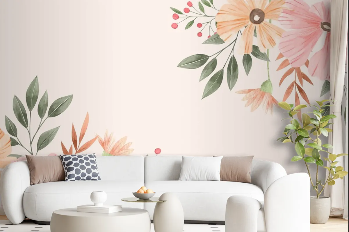 Watercolor Floral Background Wallpaper Mural