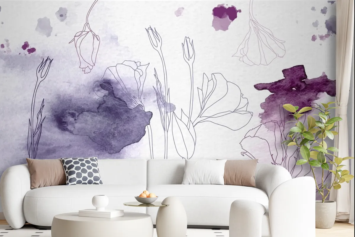 Watercolor Floral Background Wallpaper Mural