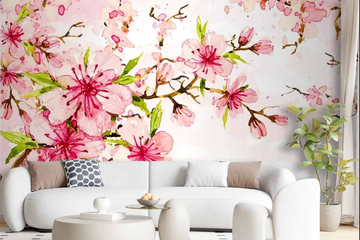 Watercolor Floral Background Wallpaper Mural