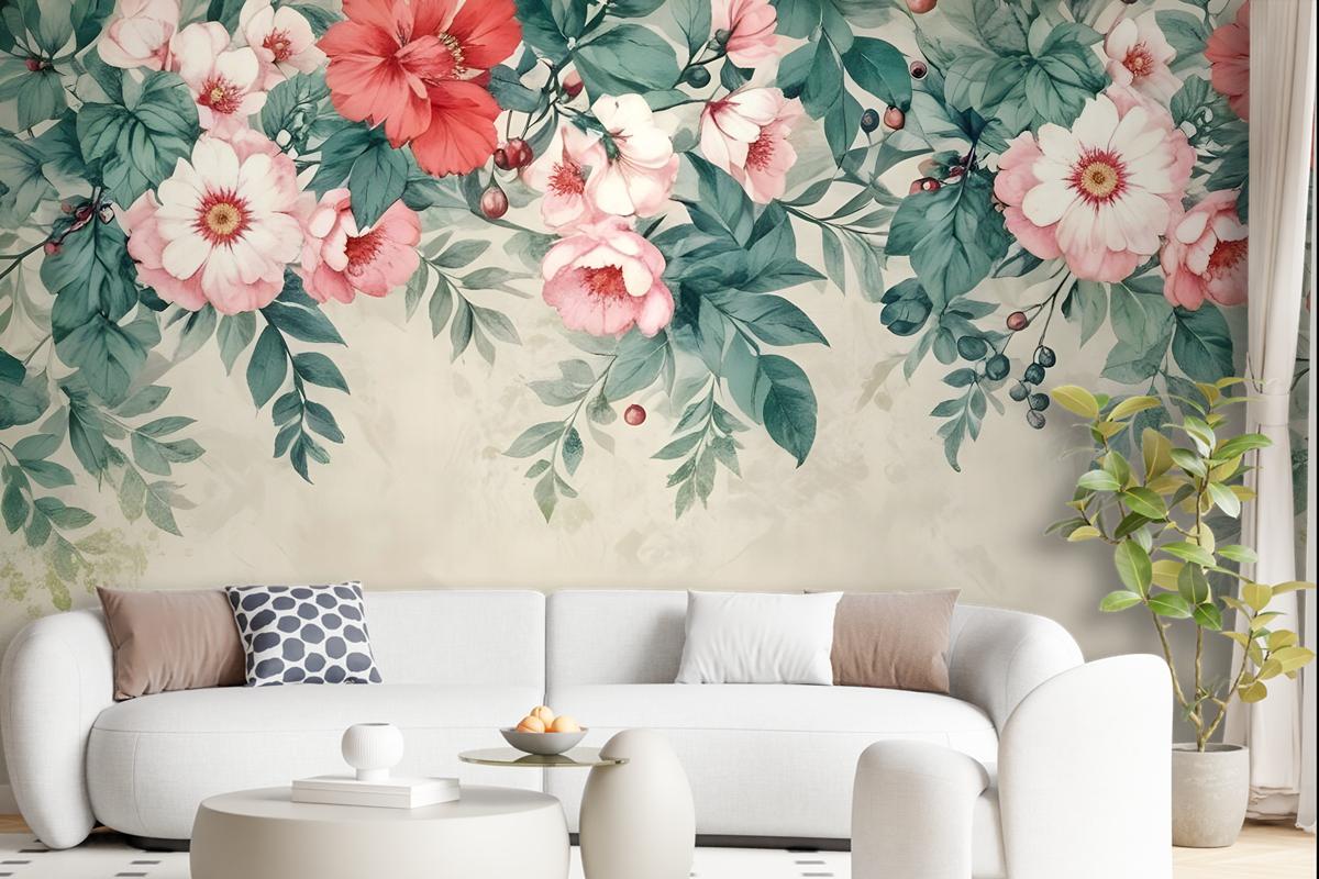 Watercolor Floral Wallpaper Mural