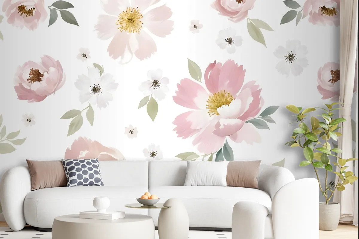 Watercolor Floral Wallpaper Mural