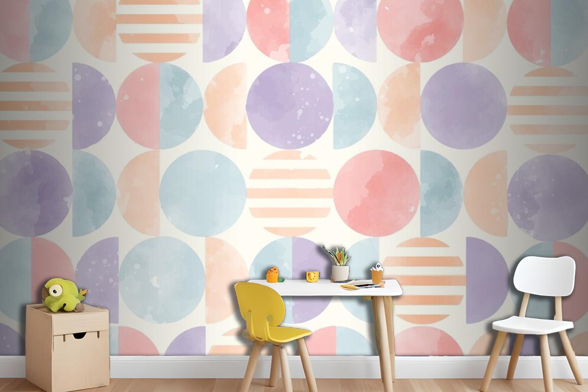 Watercolor Geometric Background Girl Wallpaper Mural