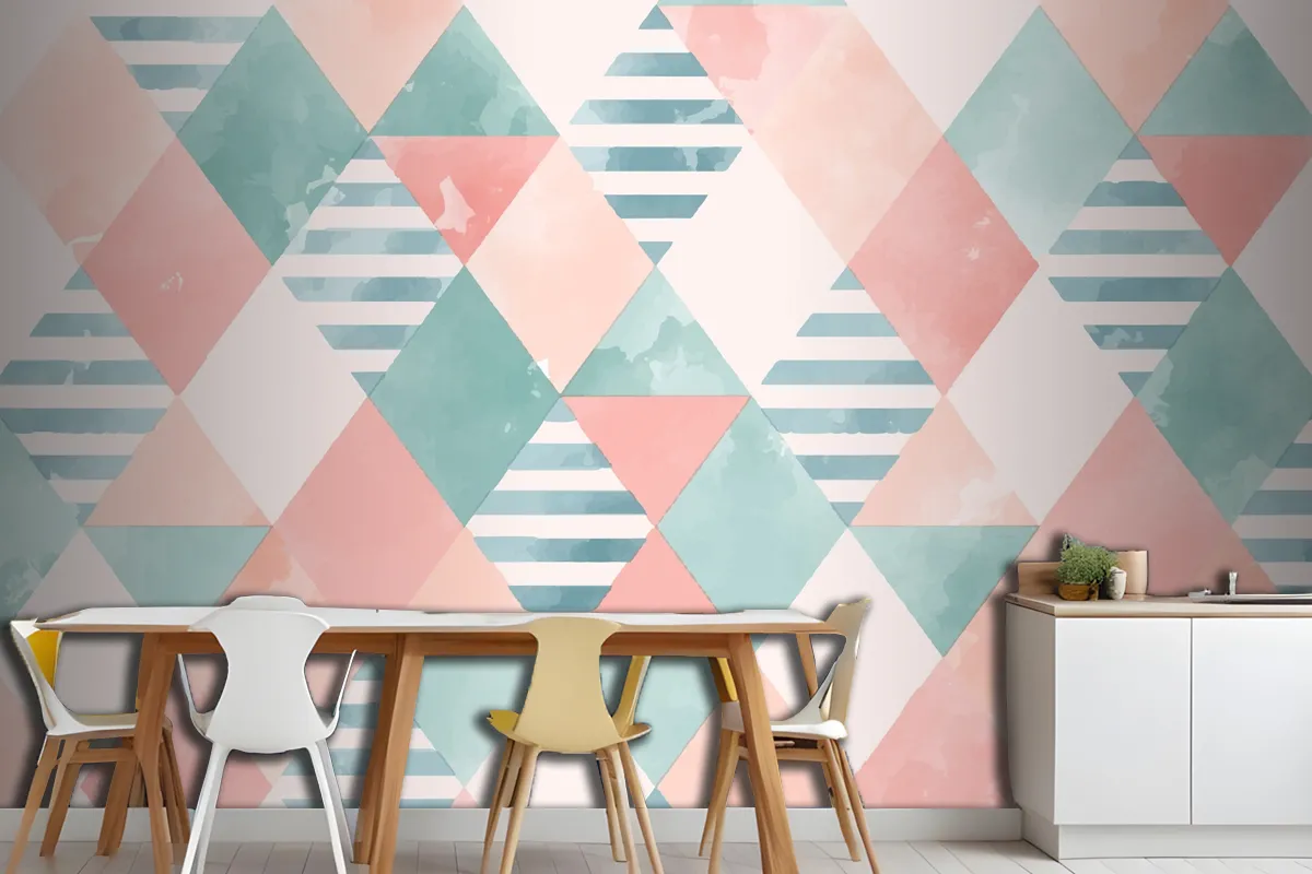 Watercolor Geometric Background Kitchen Wallpaper Mural