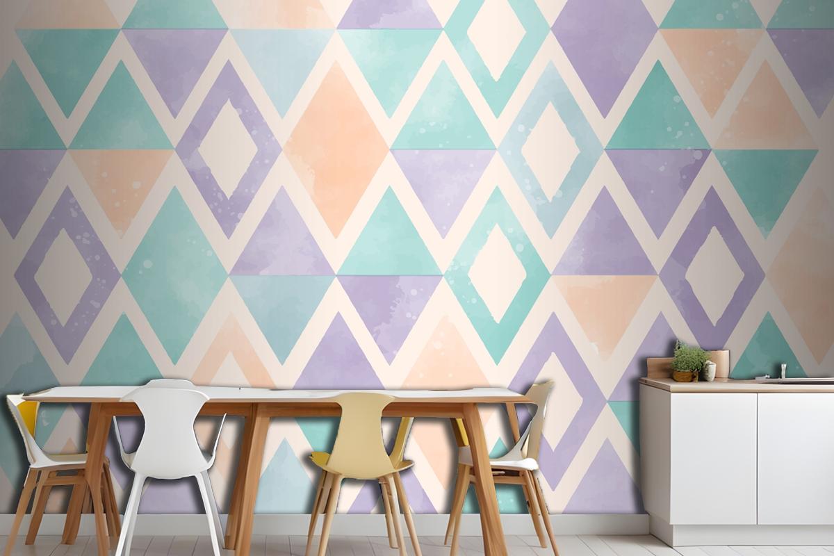 Watercolor Geometric Kitchen Wallpaper Mural