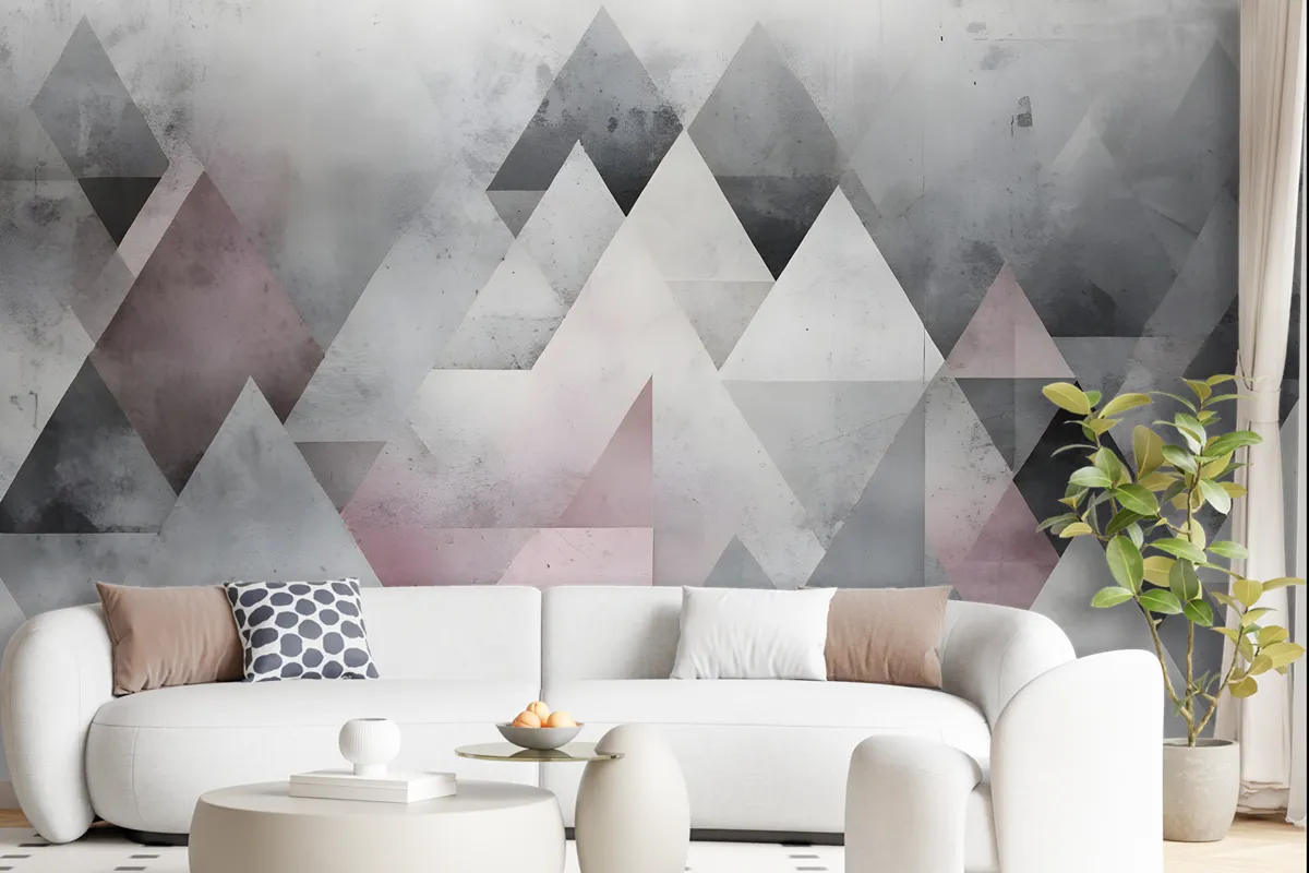 Watercolor Geometric Triangle Pattern Wallpaper Mural