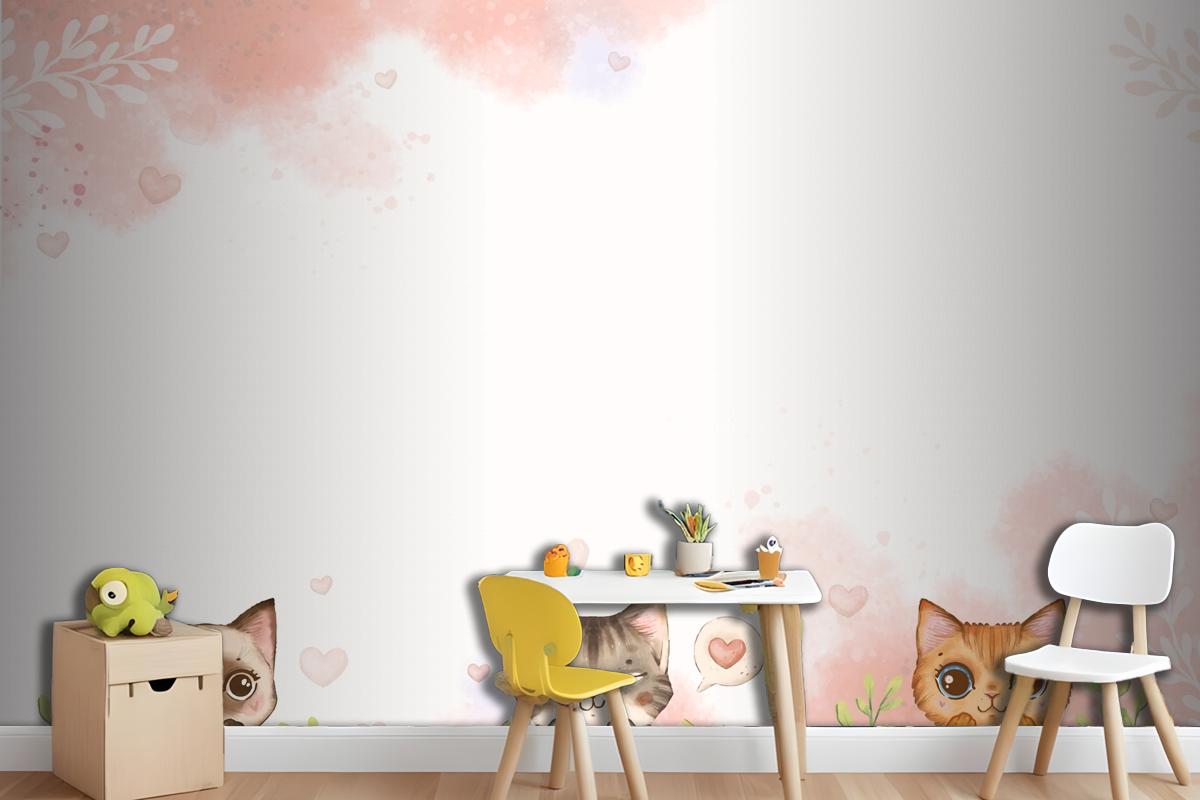 Watercolor International Cat Day Wallpaper Mural