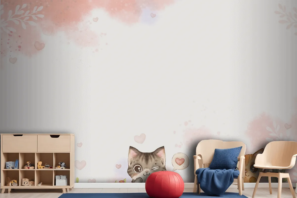 Watercolor International Cat Day Wallpaper Mural