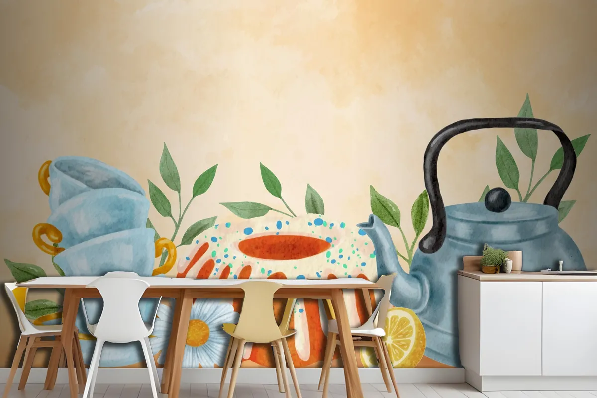 Watercolor International Tea Day Background Wallpaper Mural