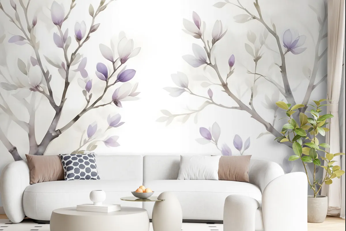 Watercolor Magnolia Floral Wallpaper Mural