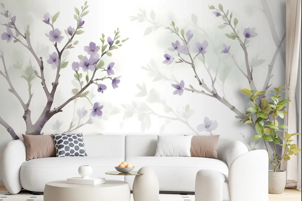 Watercolor Magnolia Floral Wallpaper Mural