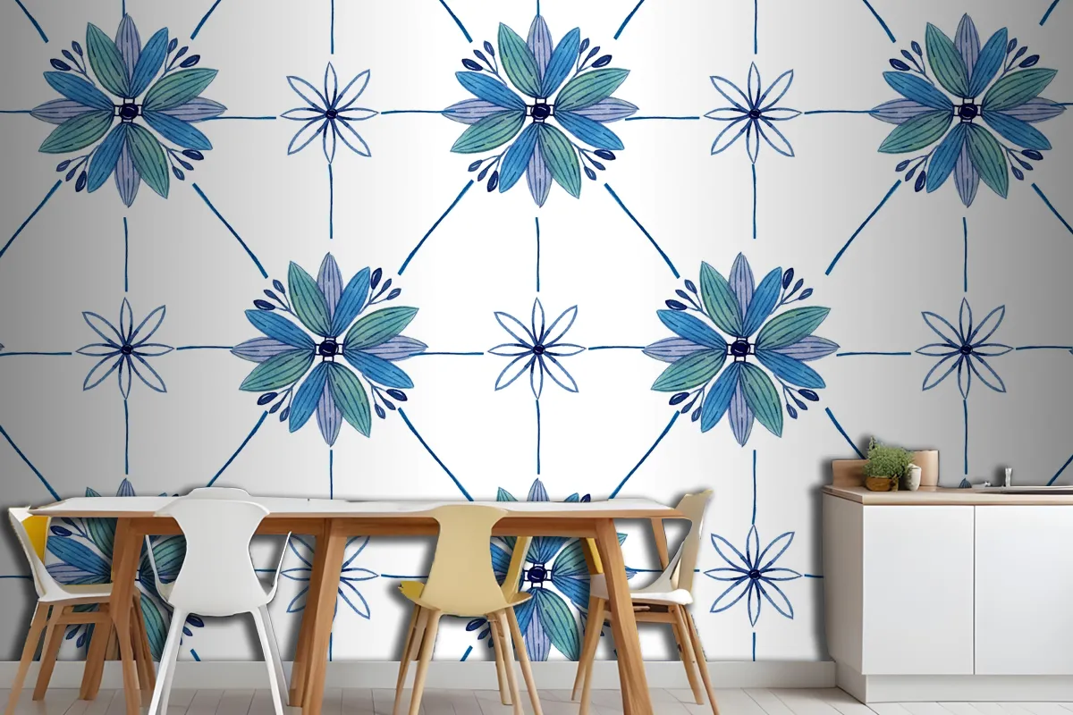 Watercolor Ornamental Flower Wallpaper Mural