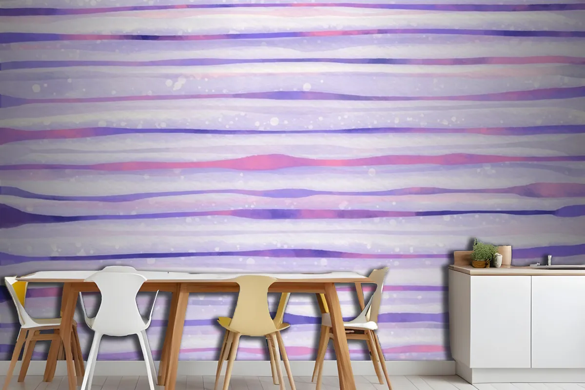 Watercolor Purple Striped Background Wallpaper Mural