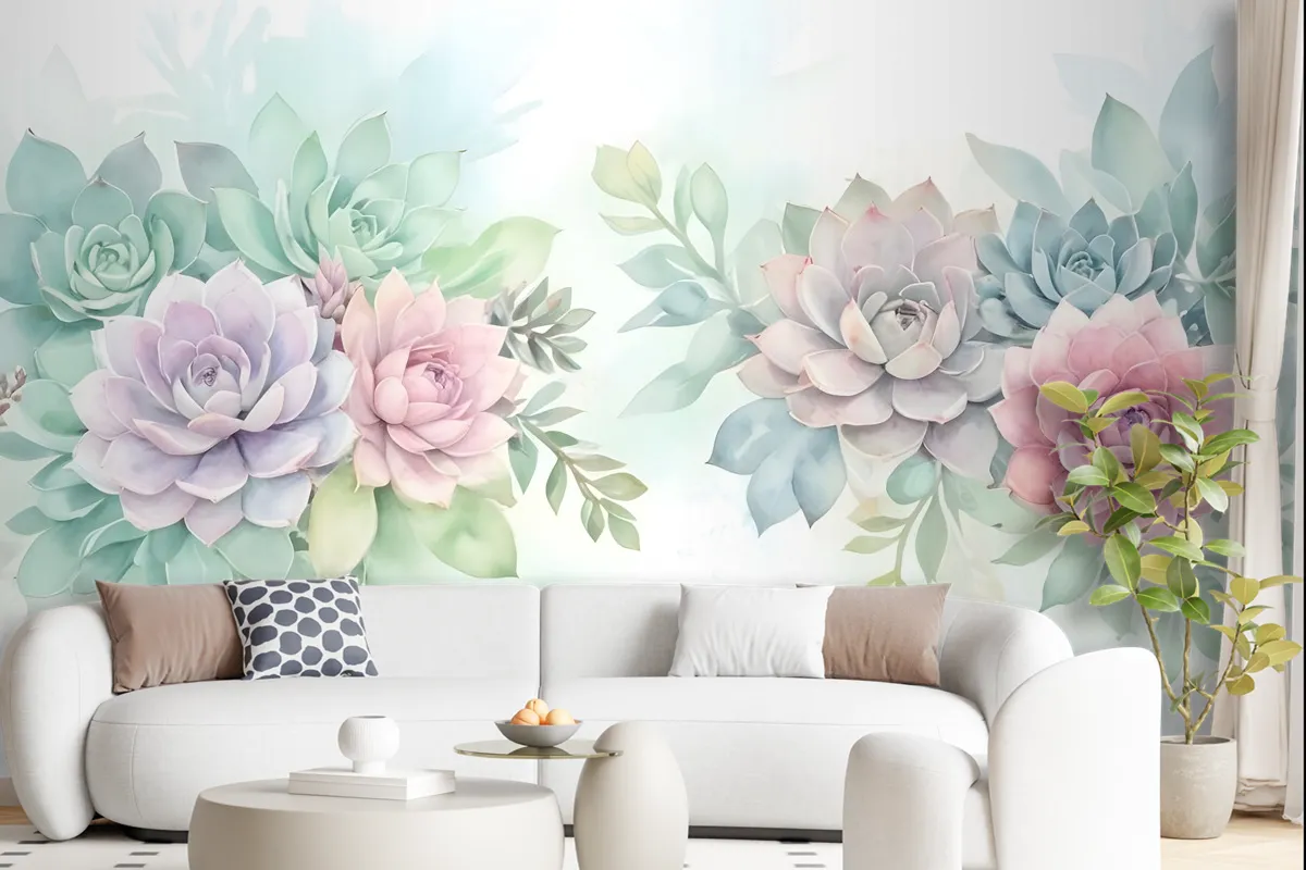 Watercolor Soft Floral Wallpaper Mural