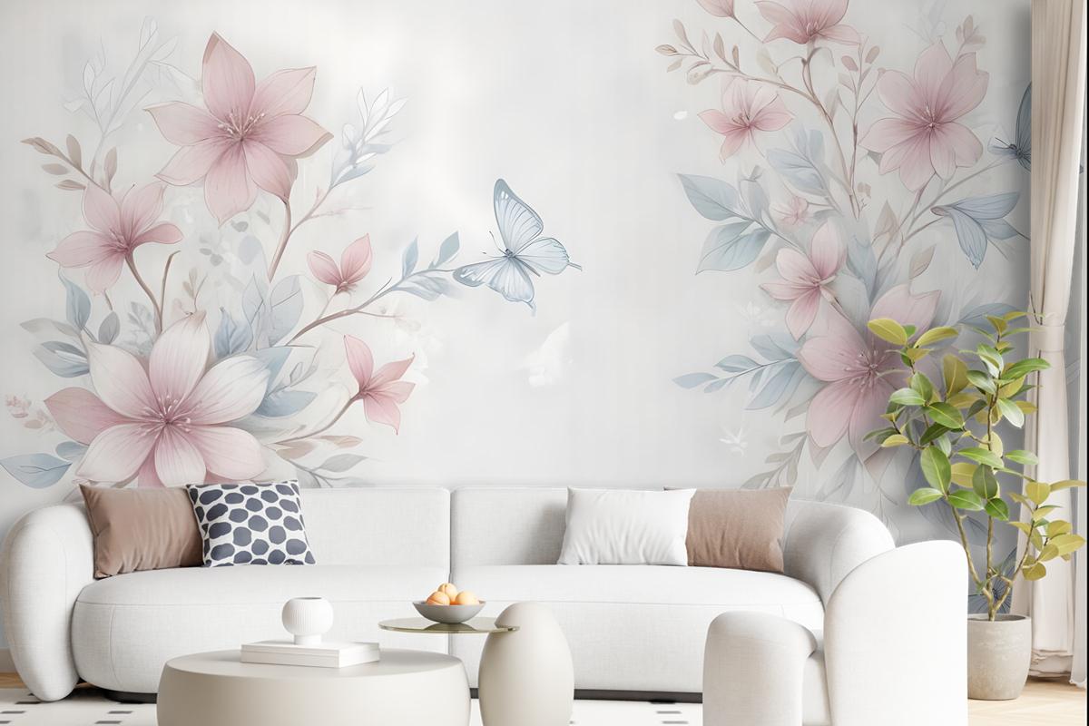 Watercolor Soft Flower Wallpaper Mural